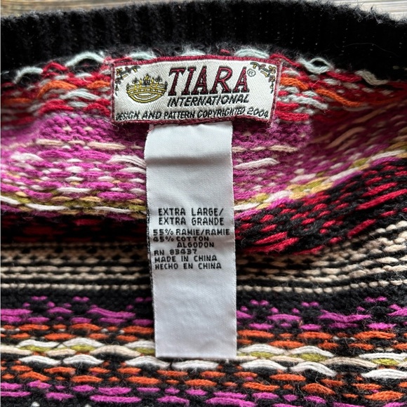 Tiara International Knit Cardigan Sweater Womens XL Multicolor Stripe Y2K Heavy - Picture 7 of 11